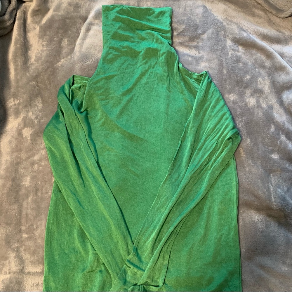 WinterSilks 100% Silk Green Turtleneck XS